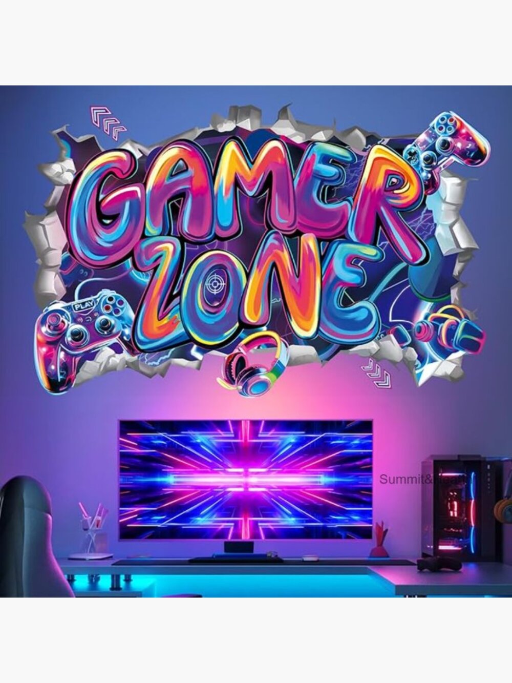 Large 3D Game Wall Stickers Peel and Stick Wall Art Decals for Bedroom